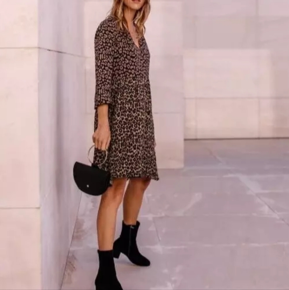 Maeve by Anthropologie Juno Dress Leopard Cheetah Animal Print XS
